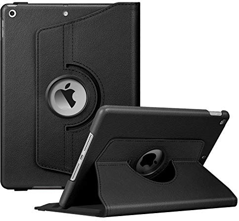 Fintie Hülle für iPad 10.2 Zoll 9.Generation / 8. Gen / 7. Gen (Modell 2021/2020/2019) mit Pencil Halter - 360 Grad Rotierend Stand Schutzhülle Cover mit Auto Schlaf/Wach Funktion, Schwarz