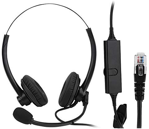 fasient Telephone Headset Landline Phone Corded Headset RJ11 Office Headphone with Noise Cancelling Microphone for Call Center Customer Service