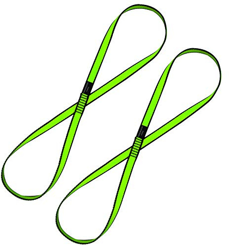 KIKIGOAL Lot de 2 sangles d'escalade en nylon 18 mm 23KN CE2008/EN566 pour escalade en plein air, rappel, balançoire, hamac de yoga, etc. (Vert, 60 cm)
