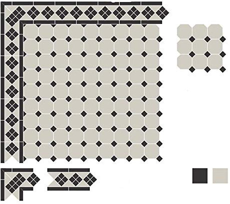 Ottagona con tozzetto in Gres Porcellanato per pavimento | Dimensioni: Ottagona mm 96x96x8 | Tozzetto mm 29x29x8 | Unità di vendita 1 scatola da 1,26 m2 (Bianco)