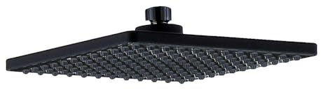Kibath Rociador negro mate diseño cuadrado, Alcachofa superior de ducha con efecto lluvia, Diámetro de 20, Rosca hembra de 1/2. Sistema antical.