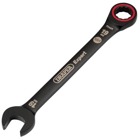 Draper Expert 03892 - Chiave combinata a cricchetto con sistema metrico, 19 mm, colore: nero