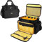 Bolsa de DJ, bolsa organizadora de cables grande con base acolchada extraíble y divisores, bolsa de cable para DJ para equipos de DJ, instrumentos musicales y accesorios, negro y amarillo,