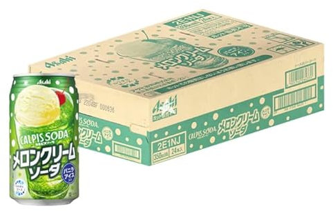 ASAHI CALPIS SODA Melon Cream Soda Japanese Canned Soft Drinks 350ml (Box of 24)