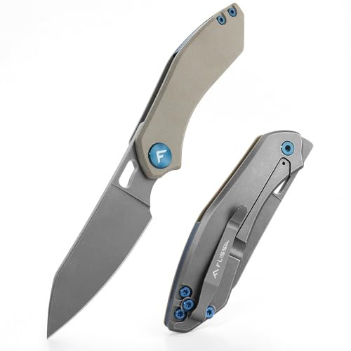 FLISSA Klappmesser Taschenmesser mit G10-Griff, Gefaltete Länge 9 cm, Scharfes Einhandmesser Messer Outdoor Messer ohne Verriegelung, sehr kompakt, für Jagd Camping, braun