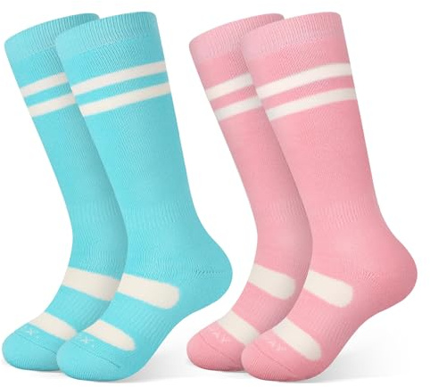 findway Kids Ski Socks, Knee-high Warm Winter Thermal Socks For Boys Girls Toddlers Skiing Snowboarding 2 Pairs