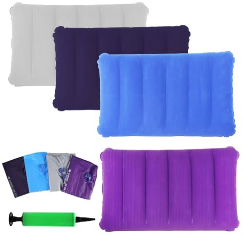 4 Stück Aufblasbares Kissen Strand,Strandkissen Aufblasbar,Sitzkissen Aufblasbar,Schwimmkissen,Camping Kissen,Luftkissen,Reisekissen Aufblasbar,Luftmatratze Klein,PVC Kopfkissen für Camping und Reisen