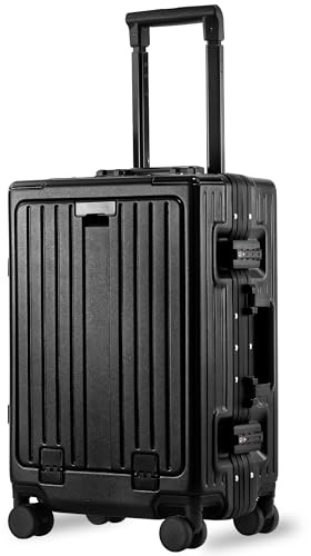 VentureVault 20 Inch Top Opening Zipperless PC Carry On Luggage,Black