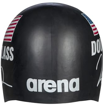 Arena Signature Collection Kate Douglass Autograph Unisex Adult Molded Silicone Swim Cap for Training and Racing, One Size Fits Most, Black