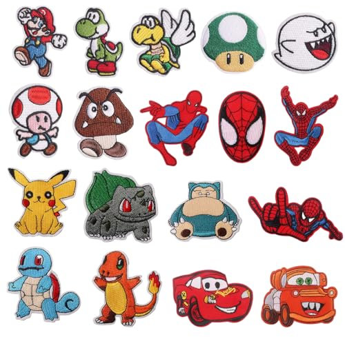 AUTOWNLUX 18 Stück Bügelflicken zum Kinder, Patches zum Aufbügeln Sortiert, Flicken zum Aufbügeln, Aufnäher zum Aufbügeln oder Aufnähen Kinderkleidung, Hosen, Rucksäcke, Hüte, Jeans