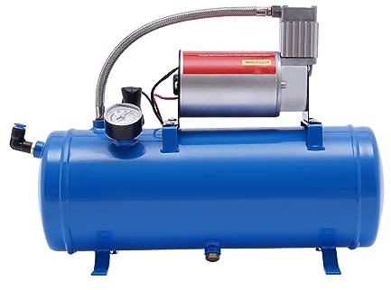 JJsdwin Druckluft Kompressor 12V, Luftkompressor mit Schlauch, Kompressor Airpower für Autoreifen, Automotoren und Fahrräder, Blau