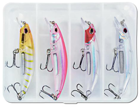 Steinn Wobbler Minnow Set di esche artificiali | Pesce predatore pesce persico | con scatola per esche
