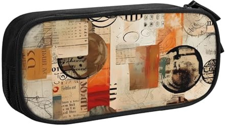 Vintage Newspaper Pencil Case for Boys Girls Retro Magazine Large Pen Bag Desk Stationery Organizer Pencil Pouch for School Office Zippered Makeup Bag