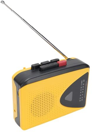 VBESTLIFE Registratore portatile a cassette, radio AM FM, registrazione su cassetta tramite microfono, altoparlante integrato, jack per cuffie, alimentazione a batteria DC o AA