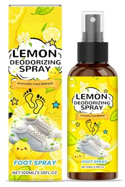 Spray désodorisant pour chaussures de sport, désodorisant naturel, élimine rapidement et efficacement les odeurs, parfum citron longue durée, convient aux hommes et aux femmes