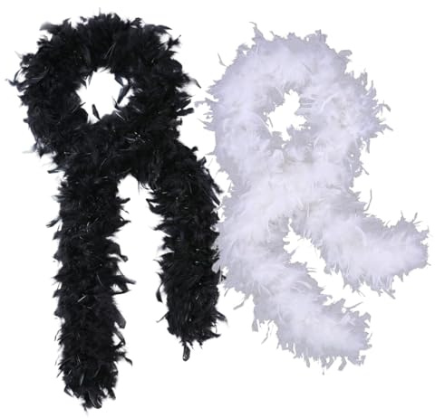 UIEXEA 2 Piezas Boas de Plumas, Boas para Disfraces, Boa de plumas de 200 cm, Boa Plumas, Accesorio de Disfraz, Flapper, Carnaval, Fiesta Temática, Disfraz, Teatro