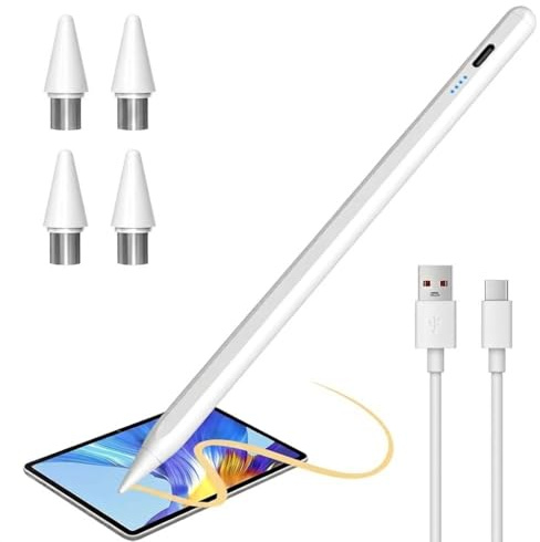 Lápiz óptico Universal para Tablet Compatible con iPhone/Sam/Huawei/Xiaomi - Plumas para Pantallas táctiles con 4 Puntas de Repuesto de rechazo de Palma, sensibilidad a la inclinación