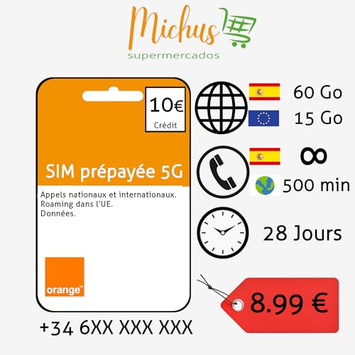 Orange Spanien förbetalt SIM-kort – 80 GB + 15 GB EU-roaming (Europa) (1 månad)