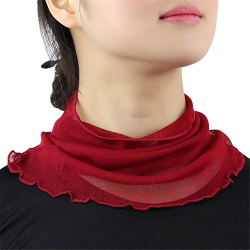 UK_Stone Women Ladies 100% Mulberry Silk Solid Colour Infinity Loop Scarf Neck Warmer Faux Collar (Wine Red)