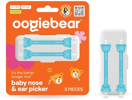 oogiebear - Nose and Ear Gadget. Safe, Easy Nasal Booger and Ear Cleaner for Newborns and Infants. Dual Earwax and Snot Remover. Aspirator Alternative - Two Pack with Case - Blue