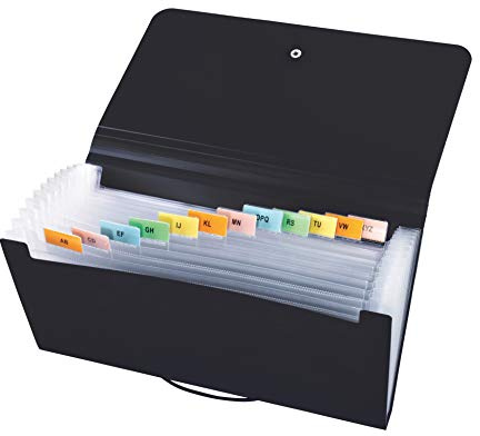 Alevar Porte-documents à soufflet, classificateur à accordéon extensible de 13 poches – Format porte-changement 26 x 13,5 x 2,3 cm Noir