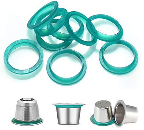 Rolin Roly 20 st ersättningsring av silikontätningsfilter grön färg 20 mm för Nespresso påfyllningsbara återanvändbara kaffekapslar (20 st)