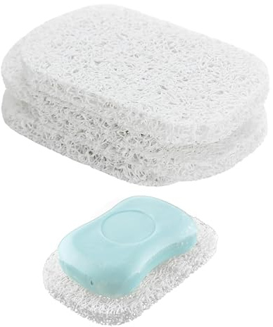 Snowkingdom 4 Pack White Soap Saver Holder for Bar Soap Shower Bathroom Dish Self Draining Lift Pad Porous Construction air circulate 2.9 x 4.5 PVC Non-BPA Non-Slip Durable