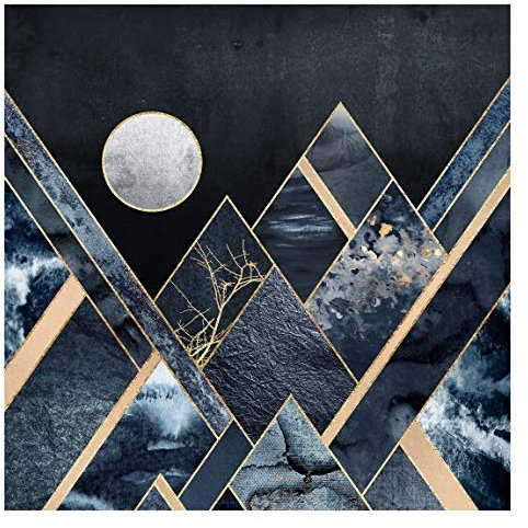 Tapete selbstklebend - Goldener Mond Schwarze Berge - Vliestapete 240 x 240cm