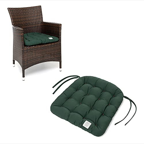 HAVE A SEAT Luxury | Sitzkissen 48 x 46 cm (6 St.) - bequemes Stuhlkissen - orthopädisch, wetterfest, waschbar bis 95° C, Trockner geeignet - Made in Germany (48x46 cm - 6er Set, Moosgrün)