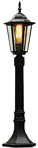 ChaoZan Farol de jardín E27 Enchufe 80W 180x800 mm Lámpara rústica para exteriores patio entrada terraza （Sin bombilla）