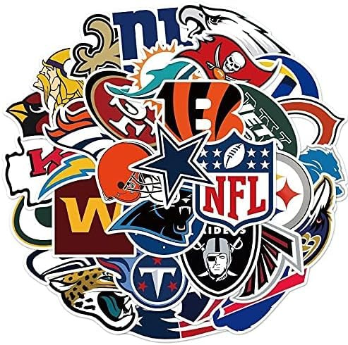 Autocollants vinyle NFL American Football pour ordinateurs portables, téléphones portables, coques, murs, carnets de voyage – Lot de 33 autocollants