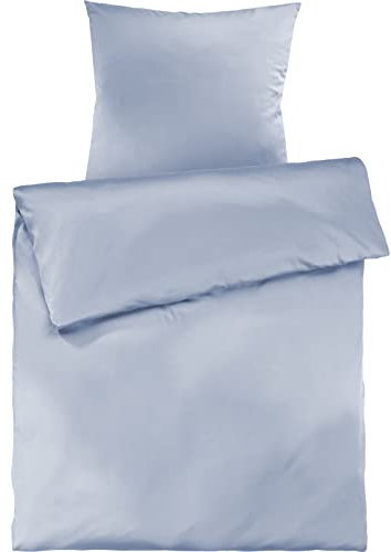 Pure Label Mako Satin Bettwäsche hellblau 135 x 200 cm mit Kissenbezug 80 x 80 cm aus 100% Baumwolle - Traumhaft weiches Mako Satin Bettwäsche Set in Uni