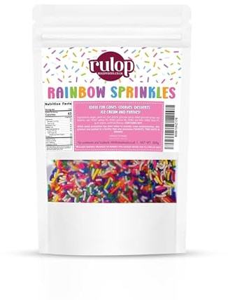 Rulop Dairy Free Rainbow sprinkles 500g, Colourful Sugar Strands That Are a Tasty and Exciting Option For Topping Cakes, Ice Cream and Cookies