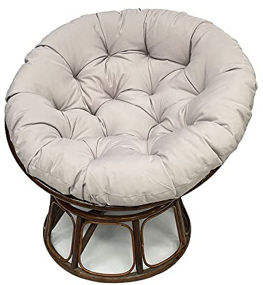 Morbuy Cuscino per Sedie sospese, Cuscino Poltrona Papasan Impermeabile Rotondo Spessa Comoda Seduta Traspirante Cuscino per Interno ed Esterno Giardino (120x120CM,grigio chiaro)