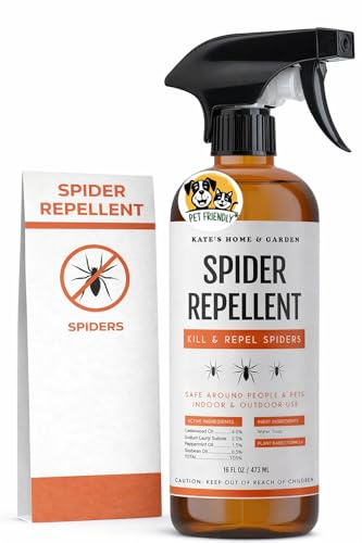 Kate's Home & Garden Spider Repellent Indoor. All Natural Peppermint Oil Spray for Spiders & Outdoor (16oz, Non Toxic Pesticide & Insecticide, Pet Safe)