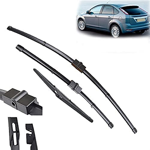 para Ford para Focus 2 2005 2006 2007 2008 2009 2010 2011 limpiaparabrisas Trasero Delantero Juego de escobillas Parabrisas Ventana Trasera Delantera 26 + 17 + 14 limpiaparabrisas