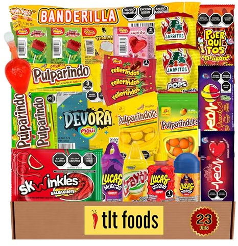 TLT FOODS Lote Dulces Mexicanos – Pack Variedad Chuches Mexicanas Picantes Para Regalar, Mix Surtido Golosinas Caramelos, Candy Box Snacks Mexico, Chamoy, Pelon Pelo Rico, Pulparindo, Tamarindo