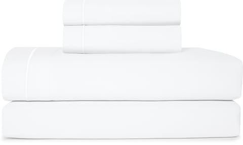 Casual Living 32631 King Size hotellstil premium silkeslen ultramjuk lyxig kylteknik maskintvättbar snabbtorkande anti-rynkor sängkläder 4-delar lakan och örngott set, kung, vit