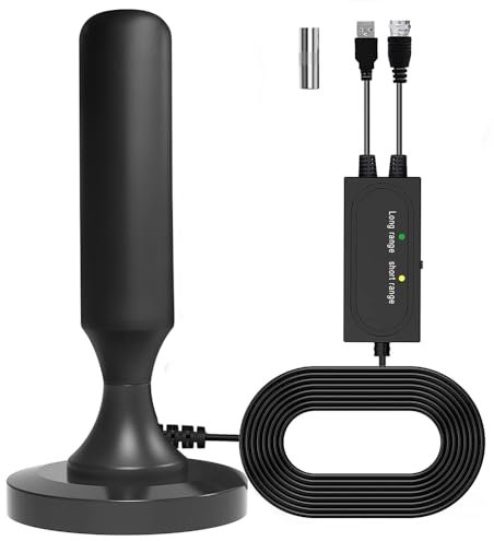 Jasfyee Indoor TV Aerial, Digital Tv Aerial, Indoor Tv Aerials With Strong Signal, 360° Long Distance Reception, Digital Tv Aerial Indoors Supports 4k 1080p Local Channels