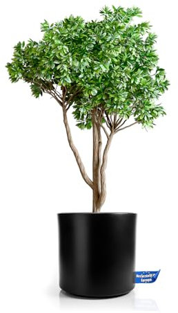 BigDean Blumentopf mit Einsatz rund ø 47 cm Schwarz – wetterfester Übertopf aus bruchsicherem Kunststoff – Pflanzkübel Made in Europe