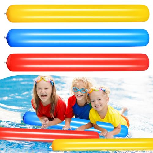 3 fideos de natación para piscina, fideos inflables para piscina, fideos de natación huecos, para baño o deportes acuáticos, barra de natación duradera, juguete flotador para niños y adultos