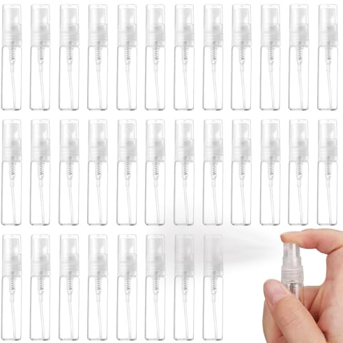 mizikuu 100 Pezzi 2ML Mini Flacone Spray, Riutilizzabile Bottigliette Spray Vuote in Plastica Profumo Atomizzatore di Profumo Bottiglia Campioni di Profumo per l'uso quotidiano e i viaggi