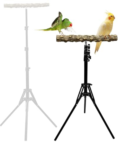 Arfubye 16-63 Inch Height Adjustable Bird Perch Pepper Wood Bird Training Perch Stand Parakeet Perches Indoor and Outdoor Parrot Stands for Small to Medium Bird
