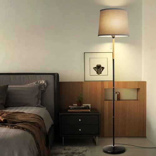 Clevich Stehlampe Wohnzimmer, Stehlampe Dimmbar, 3 Farbtemperatur, 170cm Stehleuchte mit Leinen-Lampenschirm, Fernbedienung, für Wohnzimmer, Schlafzimmer, Büro, mit 9W LED-Glühbirne