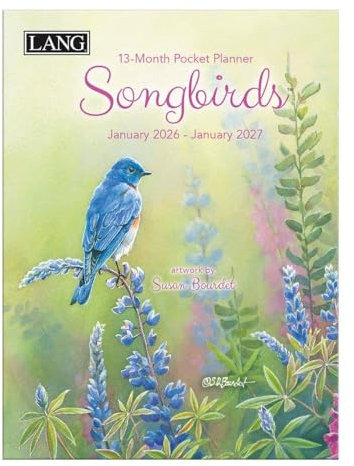 Lang, Songbirds Monatsplaner 2026, 12,4 x 16,6 cm, Wochenkalender mit Wire-O-Bindung