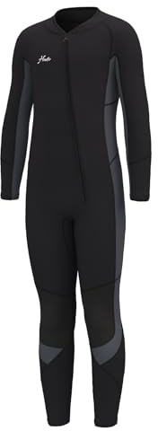 Hevto Kids Wetsuit for Boys Girls Toddler Size 8 Child Youth 3/2mm Neoprene Full Wet Suit Front Zip Thermal Swimsuit Swimming in Cold Water (K3-Gray, 8)