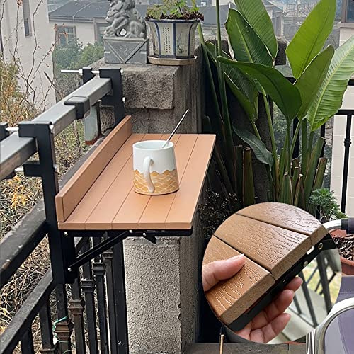 Mesa De Balcón, Mesa De Bar De Balcón Para Barandillas, Mesa Colgante De Barandilla, Mesa De Balcón Colgante Para Barandilla, Extensión De Encimera Plegable, Mesa De Bal,Wood Color-80*26cm/31.4*10