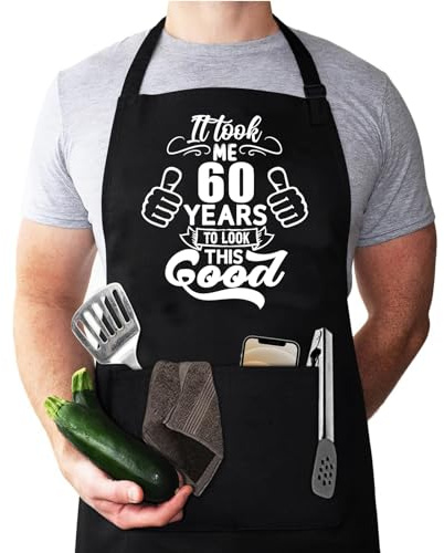 Qoibraze Funny Apron Adjustable for Men with 2 Pockets Kitchen Cooking Grill BBQ Aprons,Birthday Father’s Day Grilling Gifts