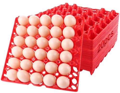 ZOFUN 20 contenitori per uova, per frigorifero, per uova, in plastica, per 30 portauova, per uova, per uova, colore: rosso
