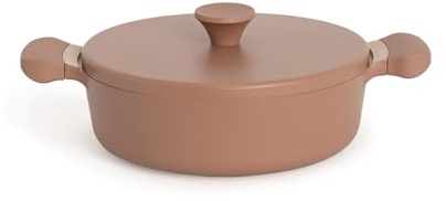 CREATE/POT STUDIO/Casserole en aluminium Ø26 cm avec revêtement céramique moka/Antiadhésive, design rétro, compatible avec tous types de cuisinières, résistante et durable, sans PFOA